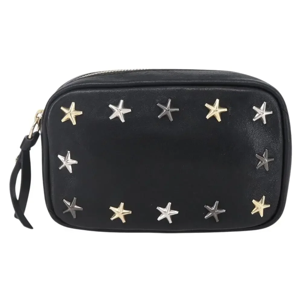 Jimmy Choo Leather Studs Pouch Black